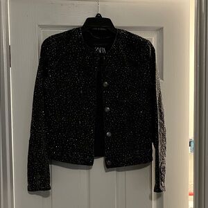 Zara Black Sparkle Jean Jacket